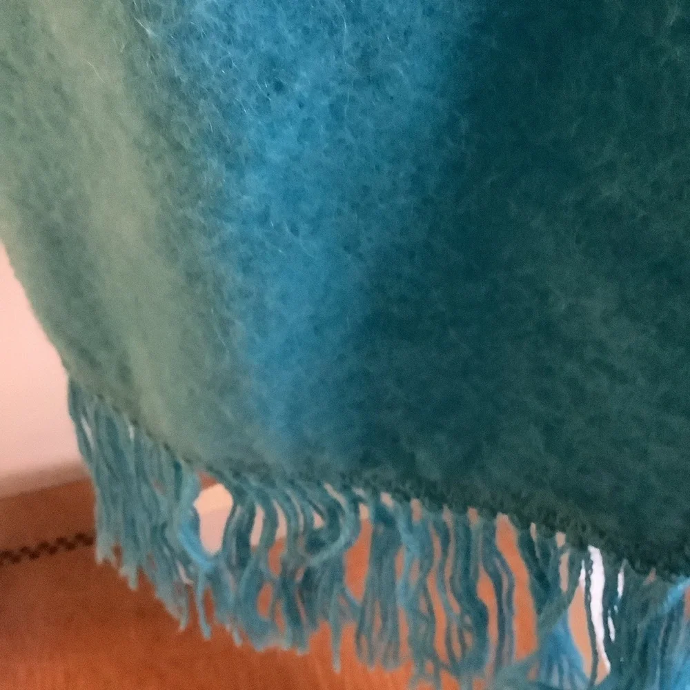 Alpaca Camargo Peru Blue Rectangular Fringed Scarf